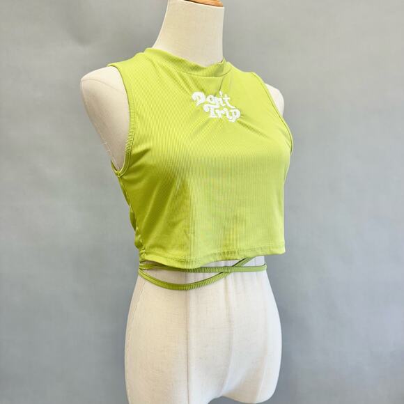 Don't Trip Mac Miller lime green wrap for ribbed mock neck tank top size small - Picture 7 of 14